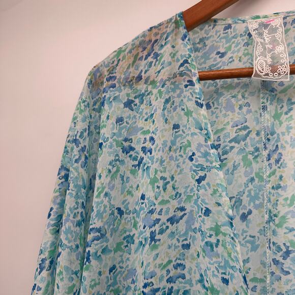 Sadie & Sage The Flask & Feel Sheer Kimono Tie Wrap Top // M - Picture 8 of 13